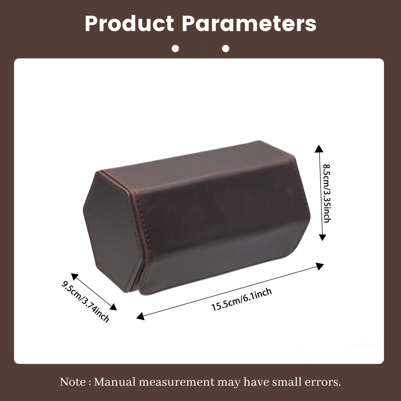 Hexagonal genuine leather watch roll box, portable travel watch storage rack, watch storage box