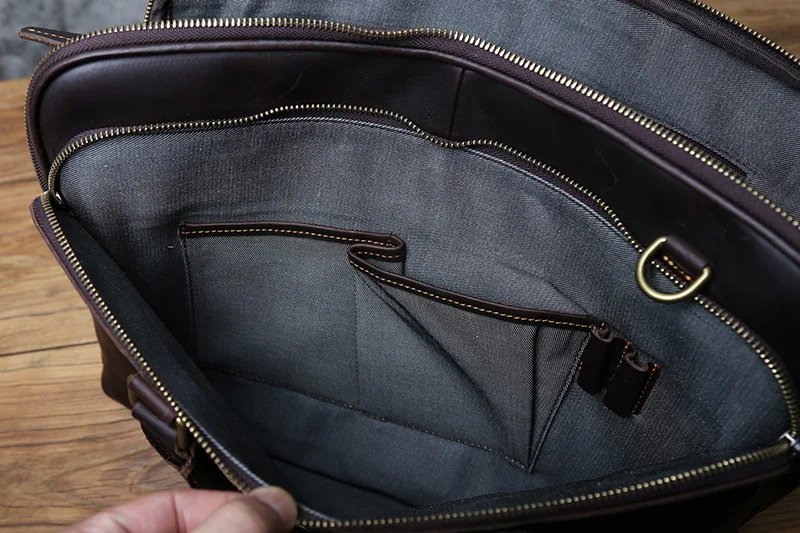NZPJ Vintage handgefertigte Leder Herrenhandtasche Oberschicht Rindsleder Große Kapazität Business Computertasche Herren Schulter Diagonaltasche – Detail 16