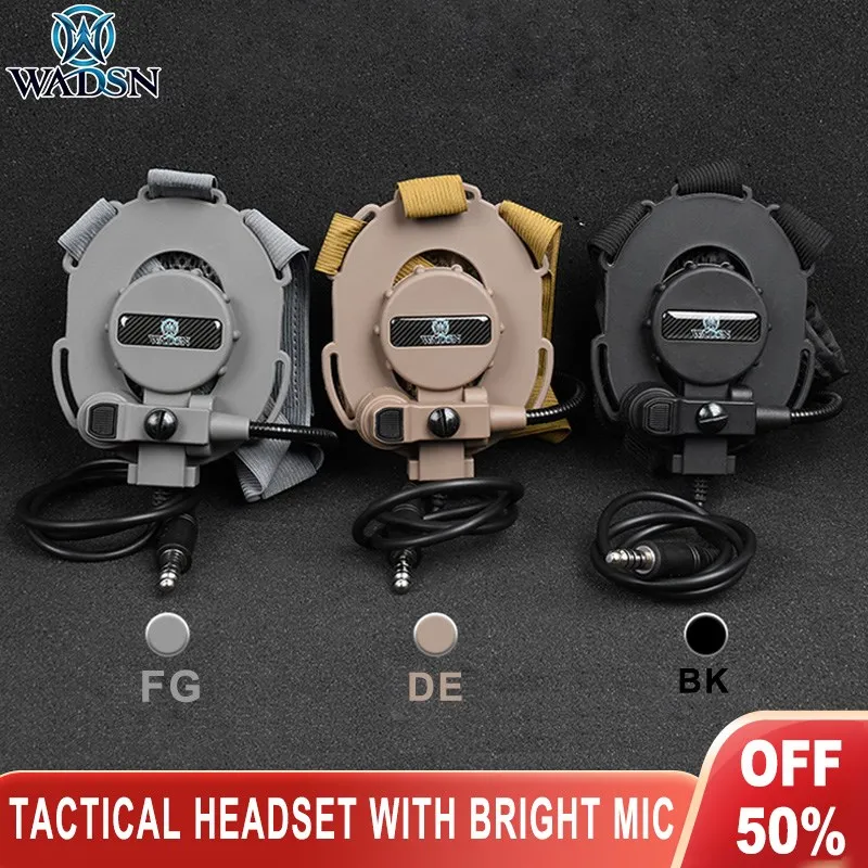 

WADSN Military Shooting Headphone Bowman III Tactical Headset With Bright Microphone Hunting Earphone Hearing Protection