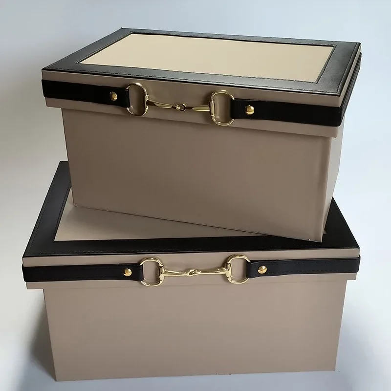 Leather Boxes Bedroom Dustproof Moisture Proof Organizer Boxes Convenient Movable Storage Box Home Organization Storage Bin