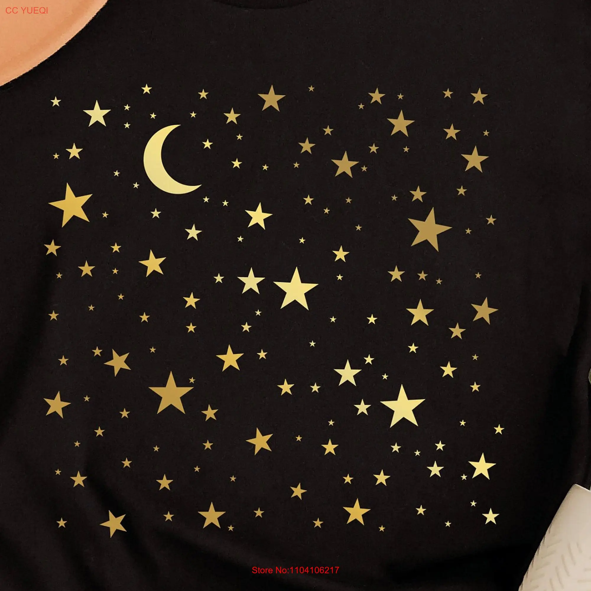 Moon And Stars T Shirt Mystical CrescenT Magical Star Mystic Space long or short sleeves