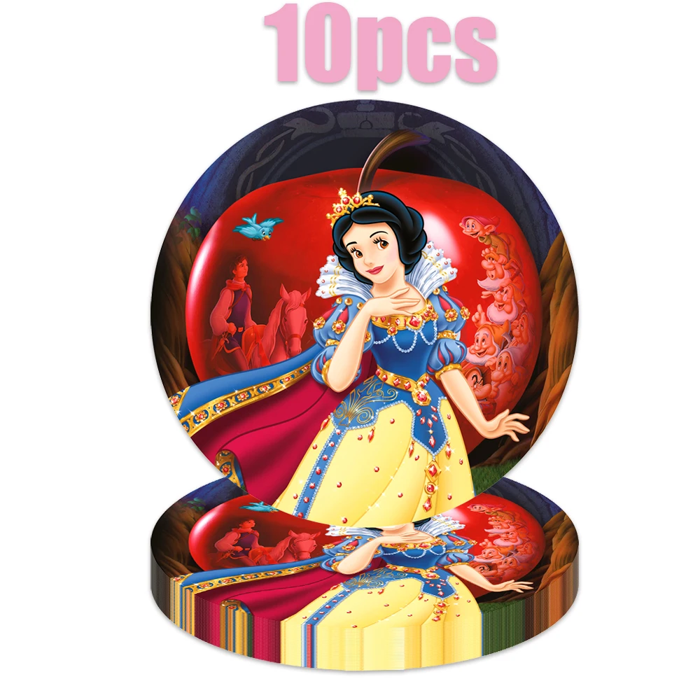 Snow White Princess Theme Tablecover Gifts Bag Plates Latex Balloons Happy Birthday Party Napkins Decoration Hanging Banner