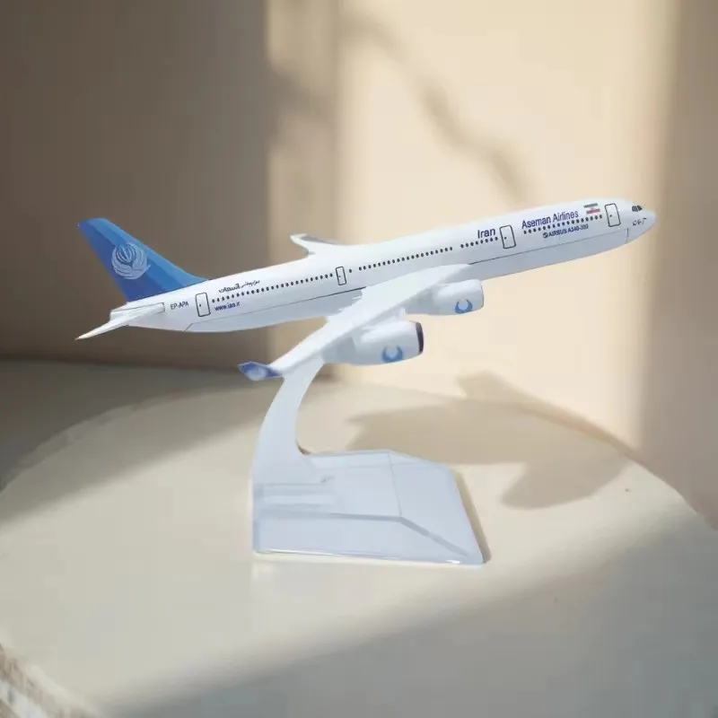 Avião de Brinquedo de Liga Metálica de Simulação 16cm Iran Air A340, Modelo Diecast Escala 1/400, Miniatura de Avião para Exibição Infantil
