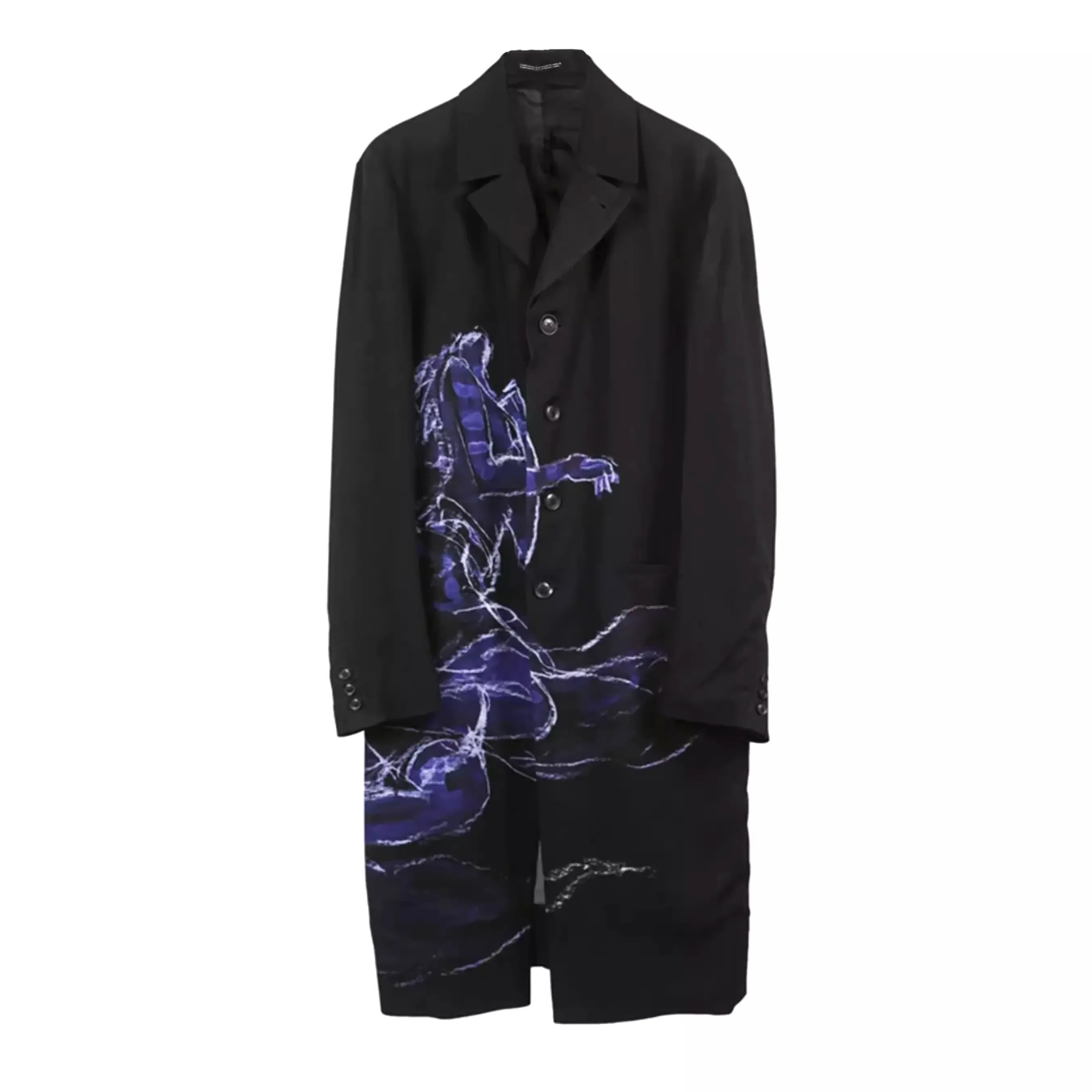 

YOJI OOAK темный мужской плащ для девочек с принтом, однобортный дизайн, верх средней длины, мужской плащ