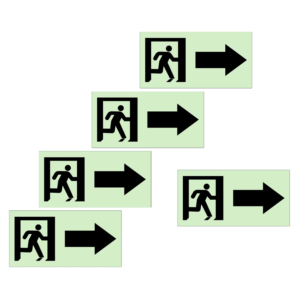 

5 Luminous Stickers Night Glow Direction Signs Waterproof Arrow Indicator Wall Floor Guides Easy Removal No Residue PVC