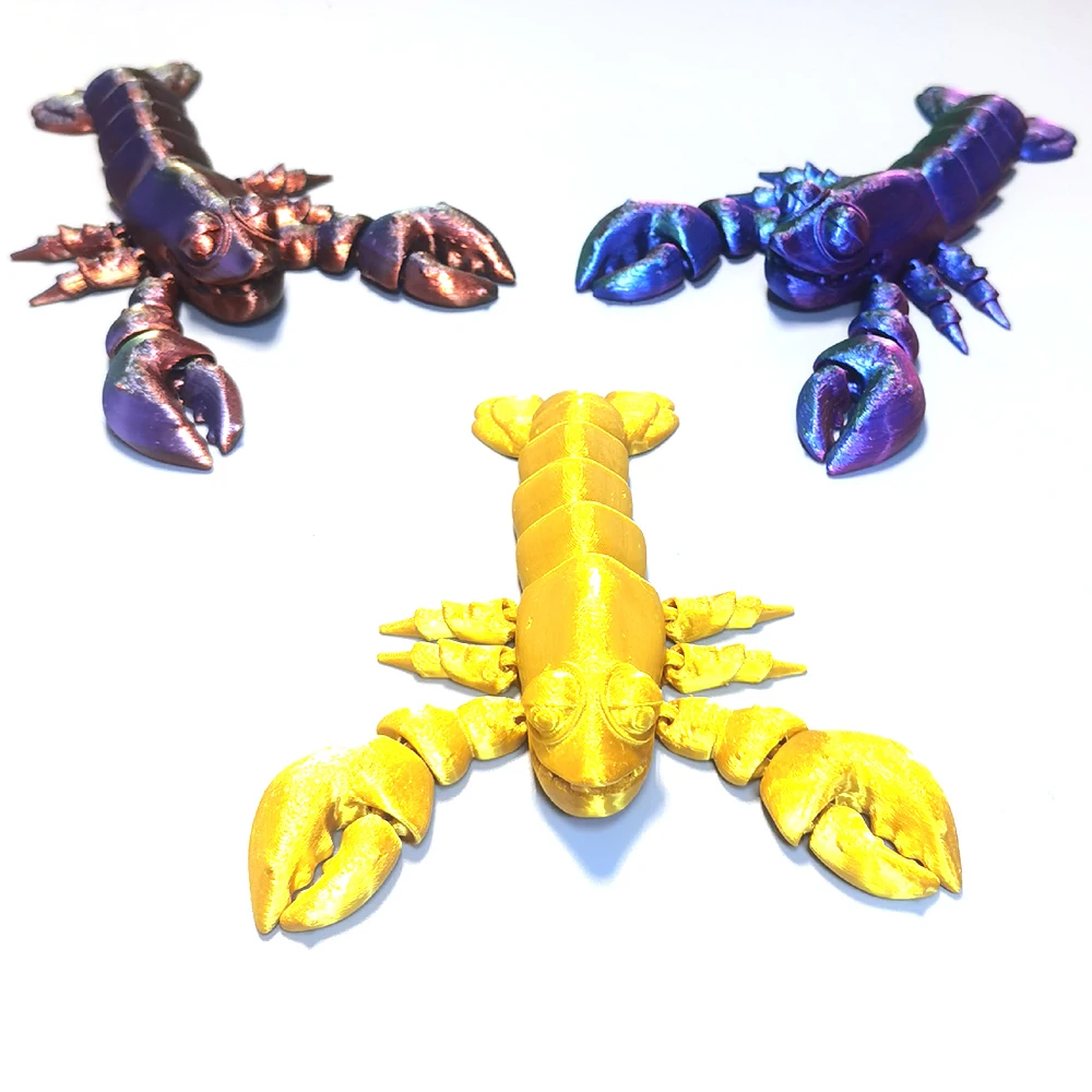 3D Printed Toys Crayfish Model Multi-joint Movable Animal Figures Ornament Decorative Desktop Creativity Novelty Toy Kids Gifts