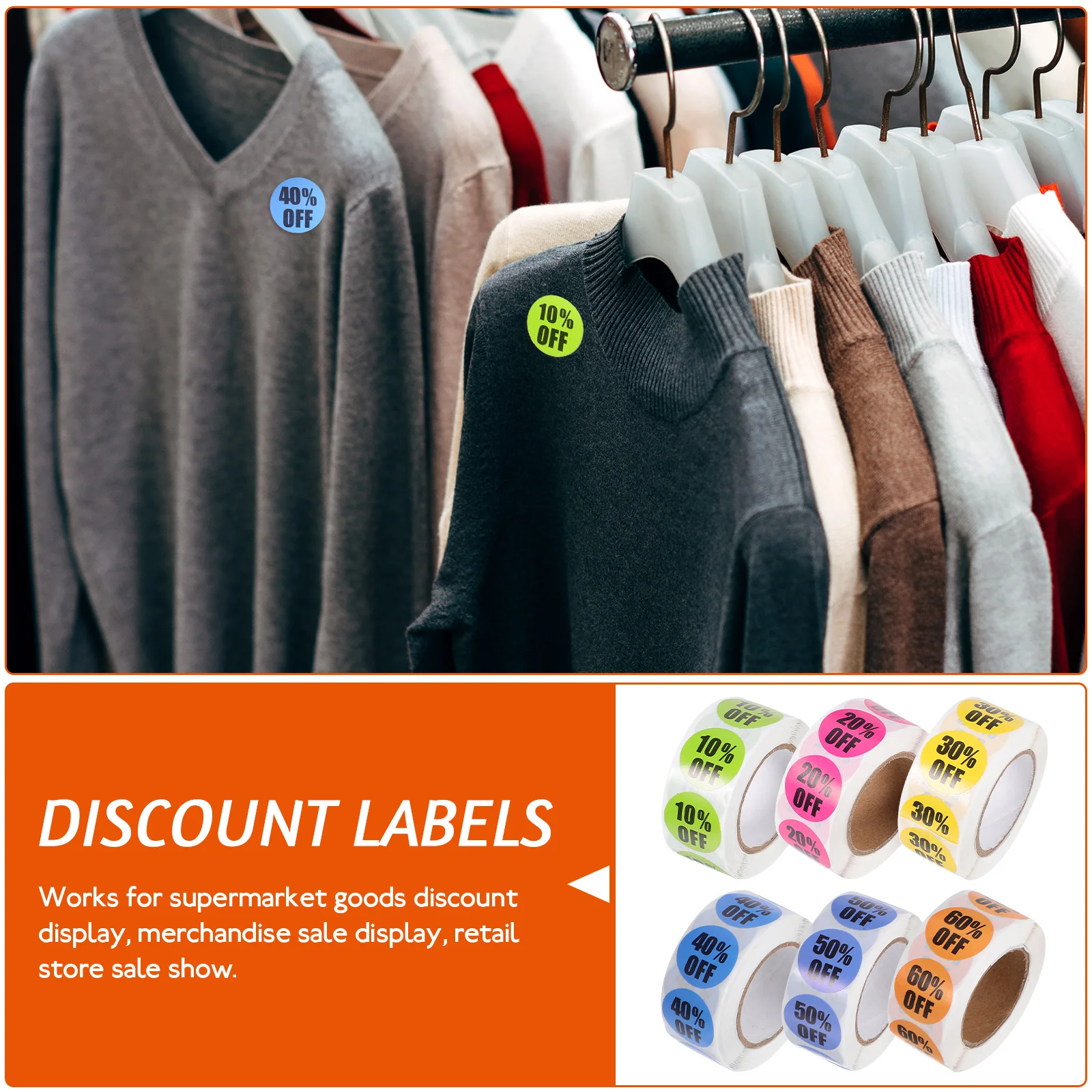 6 Rolls Circle Pricemarker Tag Stickers Retail Tags Label 10 Percent off Coated Paper