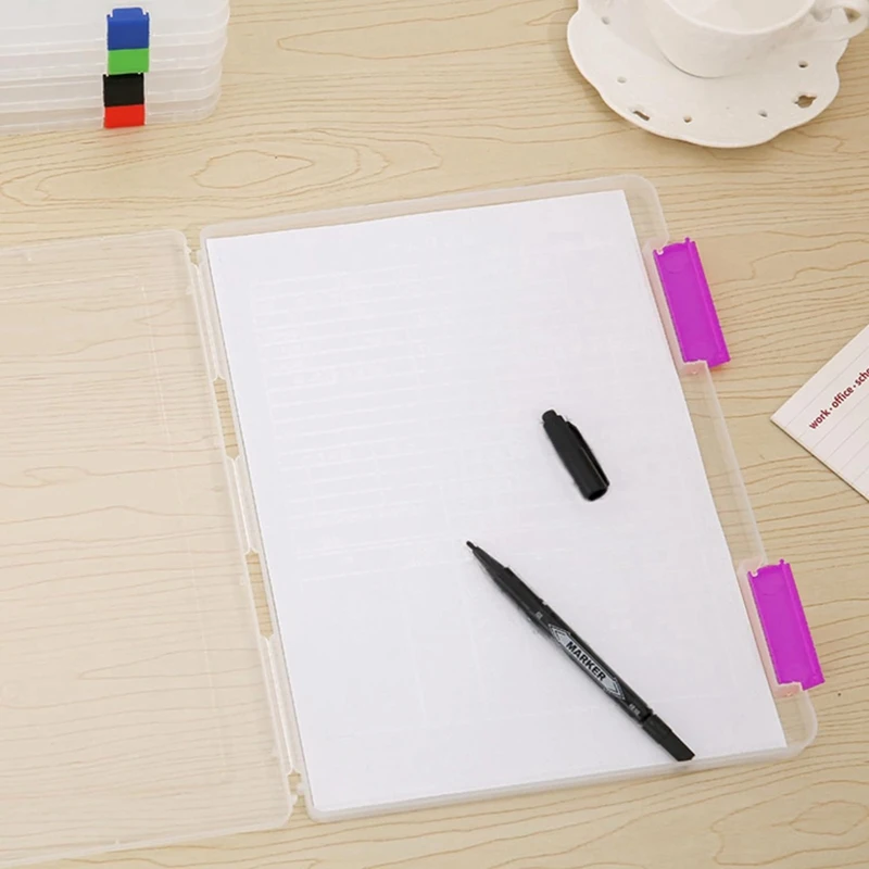 4PCS A4 File Portable Project Case,Portable A4 File Box Plastic Scrapbook Paper Storage Box For 8.5X11inch Letter Paper Durable