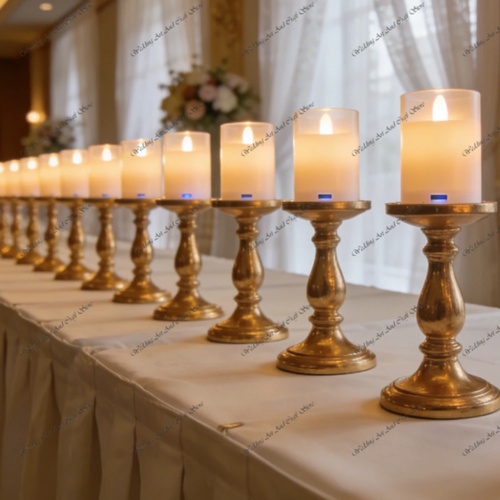 

20 шт. Золотые/серебряные подсвечники для свадебных свечей оптом, металлические подставки для свечей для домашнего декора