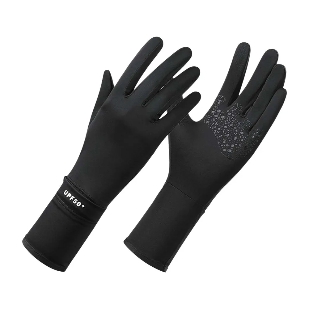 Breathable Women Sunscreen Gloves Thin Silicone Anti Slip Ice Silk Riding Gloves Quick Dry Solid Color Summer Driving Mittens