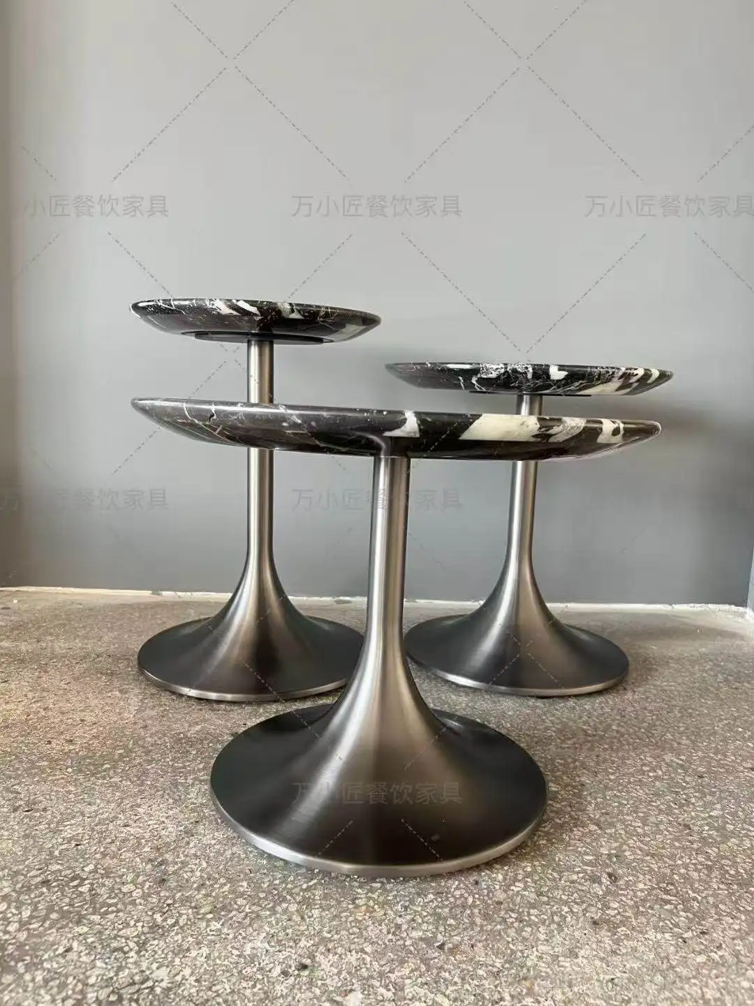 Stainless Steel Negotiation Table Legs Small Waist Table Feet Round Table Light Luxury Horn Base Rock Slab Tulip Edge Few Bracke