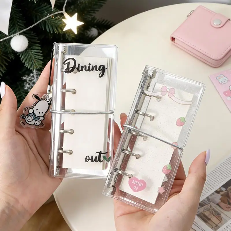 Compact Size Transparent PVC Binder Notebook M2.5 With Elastic Band Photo Card Organizer DIY Loose-leaf Journal Students