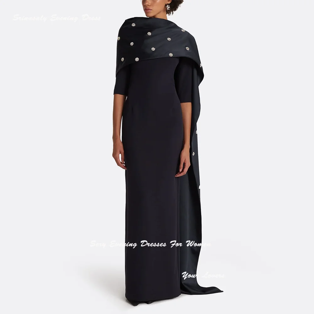 

Вечерние платья из эластичного крепа с украшенным кристаллами Русалка فساتين سهرة Вечернее платье с короткими рукавами Vestidos De Fiesta