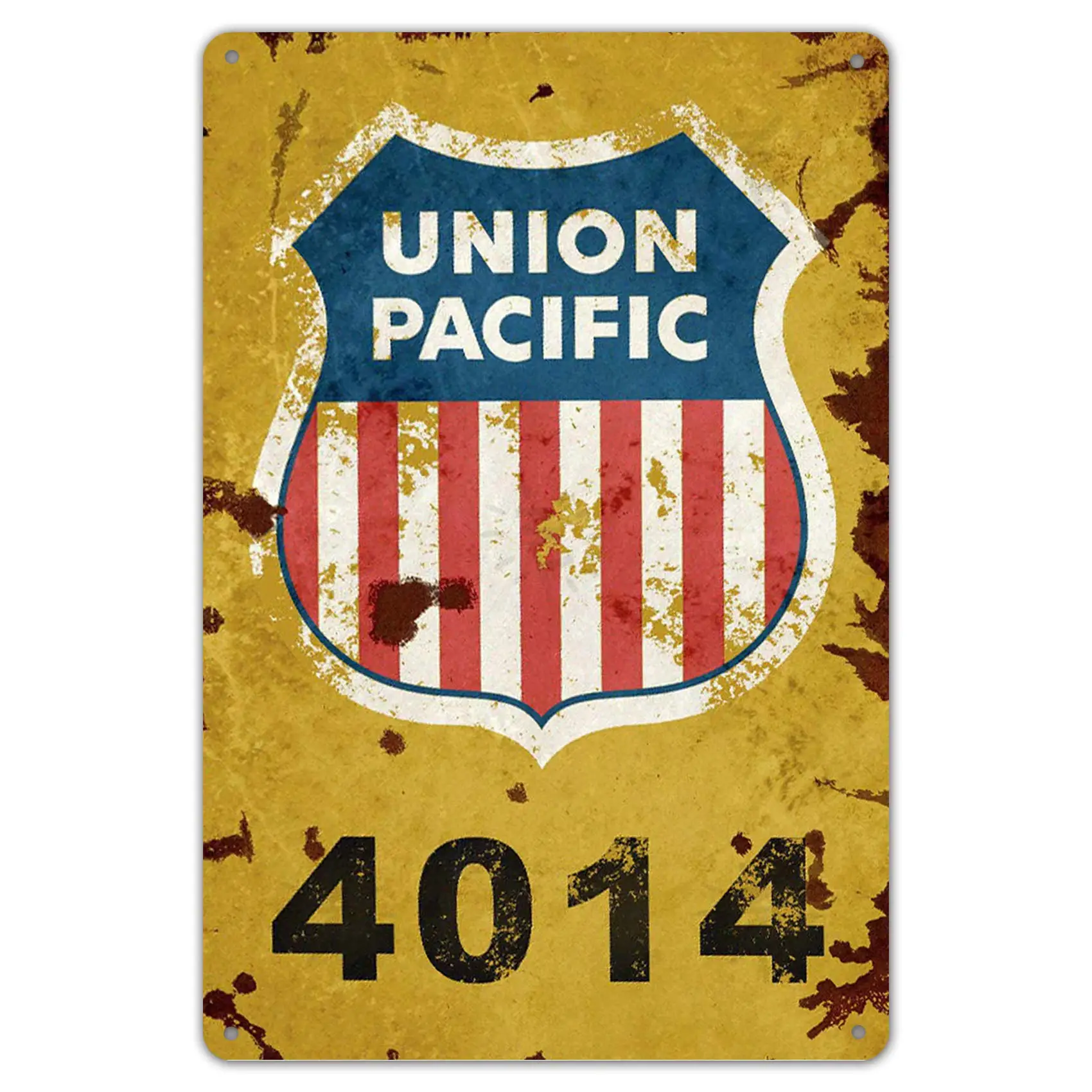 Ylens Union Pacific Railway Logo Train Railroad Rustic Retro Wall Decor Metal Tin Sign 8x12in sign