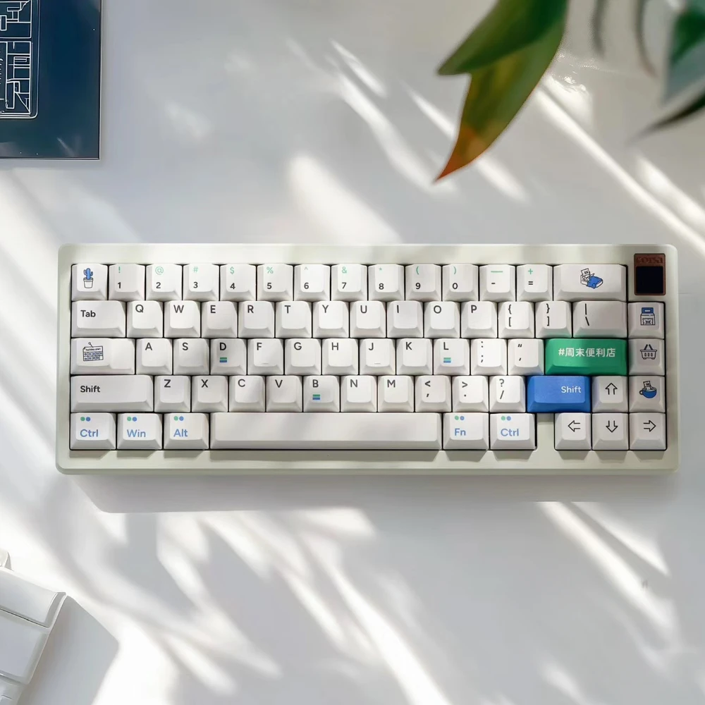 

Набор клавишных колпачков на тему удобного магазина 140keyPBT, индивидуальная клавиатура, игровая клавиатура с вишневым профилем для механической клавиатуры