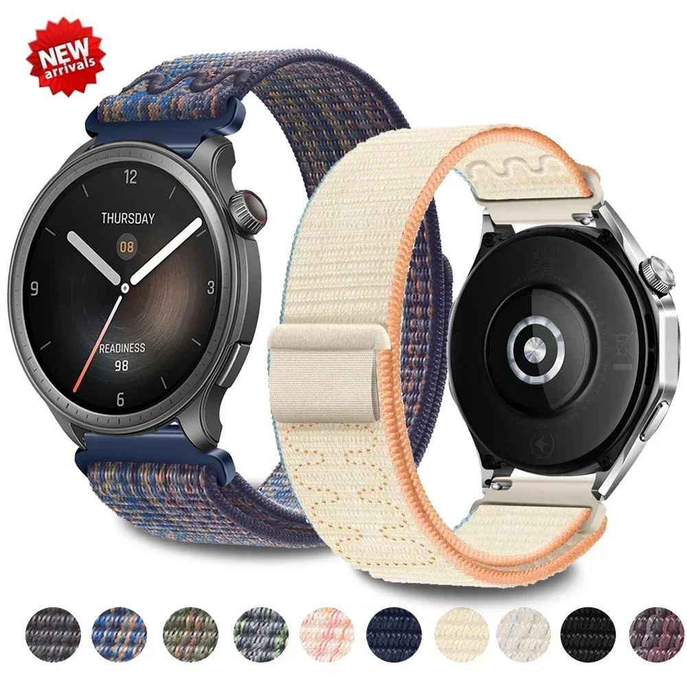 

Ремешок для умных часов 20 мм 22 мм для Amazfit Balance GT4/3/2 46 мм, нейлоновый браслет-петля для Samsung Galaxy Watch 4/6 Classic 5 Pro 45 мм