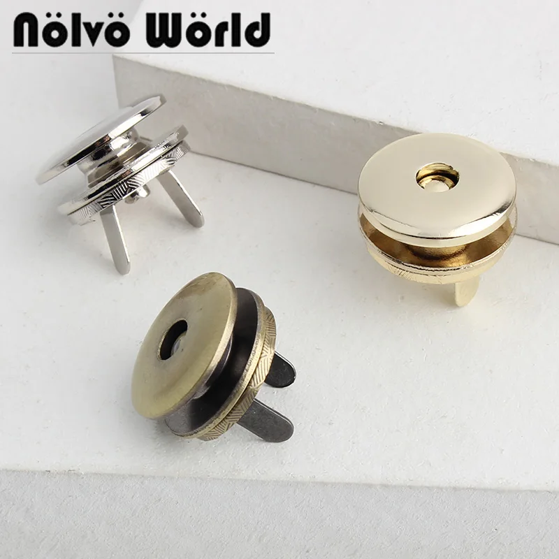 10-50pcs 20mm Silver Gold Light Gold Gun Black Brush Antique Brass New Durable Round Magnetic Button For Handbag DIY Bag Parts