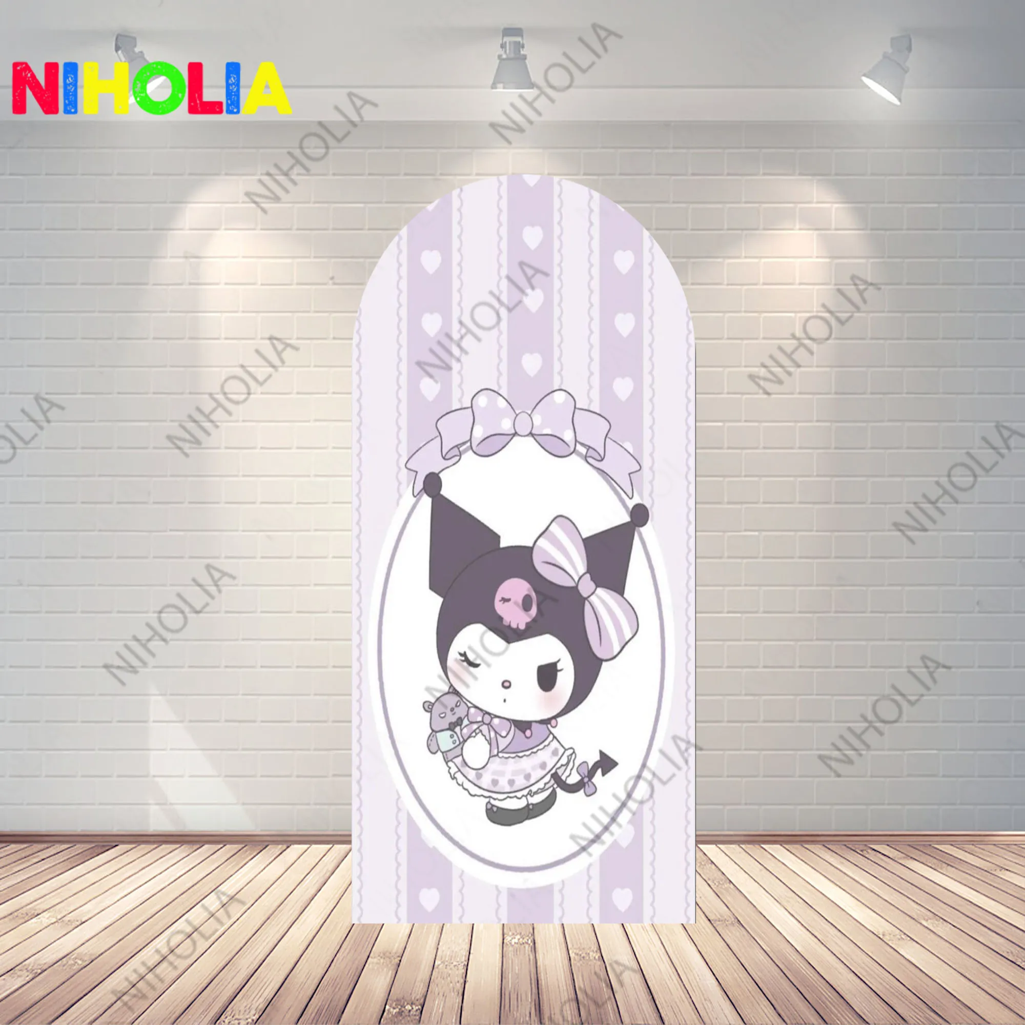 Kuromi Arch Covers Sanrio Photo Backdrop Girls Birthday Party Decoration Background Doubleside Fabric Photography Booth Props
