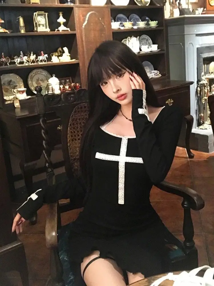 Vintage Gedruckt Lange Kleid Frauen Sexy Spicy Girl Slim Fit Rüschen Split A-linie Kleider Mode Langarm Party Robe