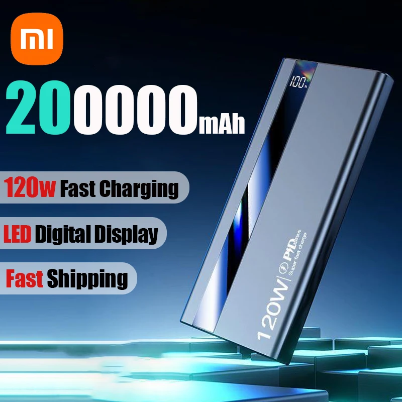 Xiaomi 200000mAh Power Bank 120W Super Fast Charging Battery Large Capacity Digital Display Power Bank For Iphone Samsung Huawei