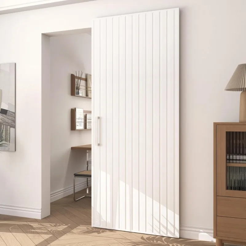 باب الحظيرة المنزلق المخفي الأبيض 36x86 مجموعة أدوات إغلاق ناعمة حديثة مقاومة للماء باب داخلي ناعم لـ 28 إلى 32x84