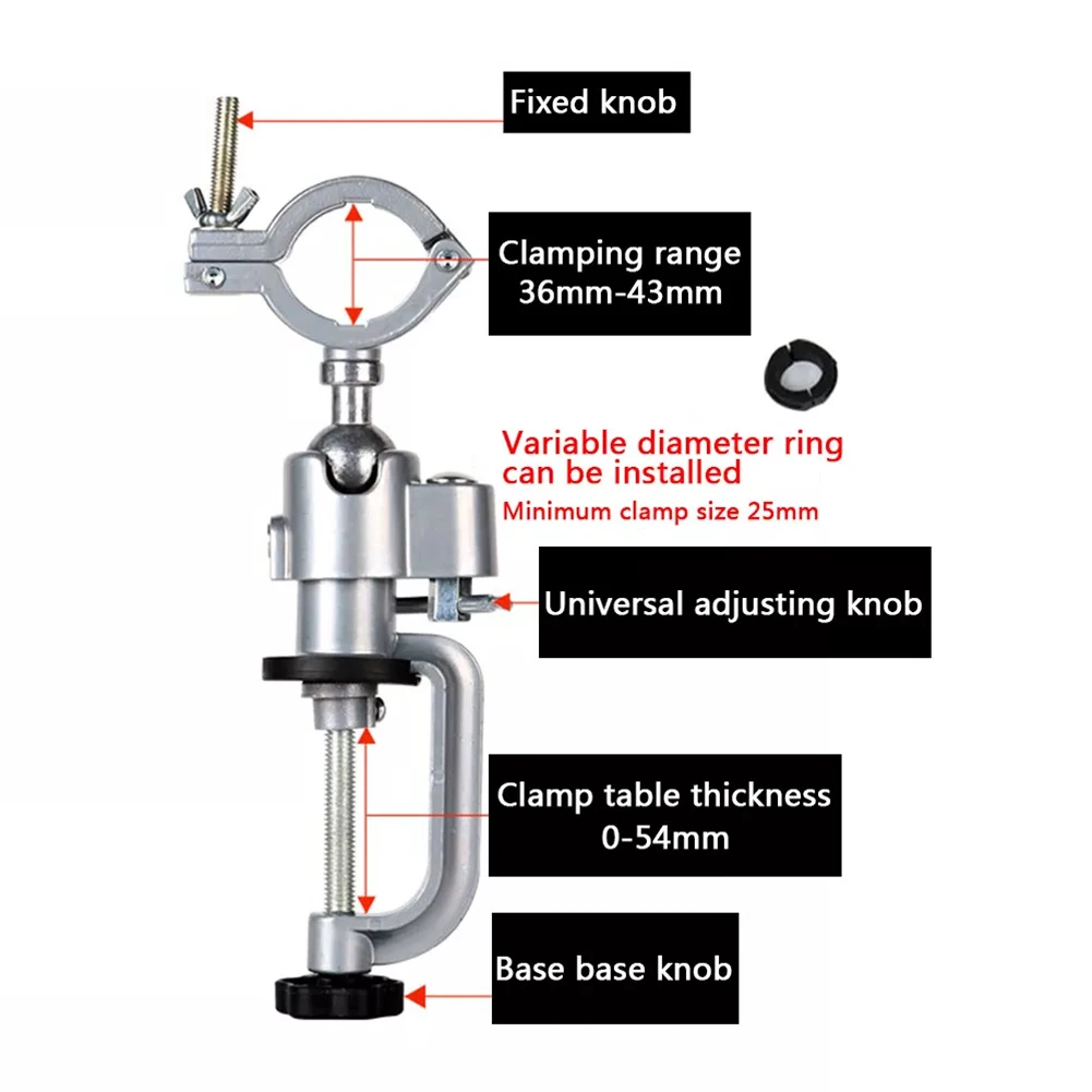 Aluminum Alloy Clamp Drill Stand Small Factory Clampable Size 147MM Clampable Size 36-55mm Clampable Size 45-61MM