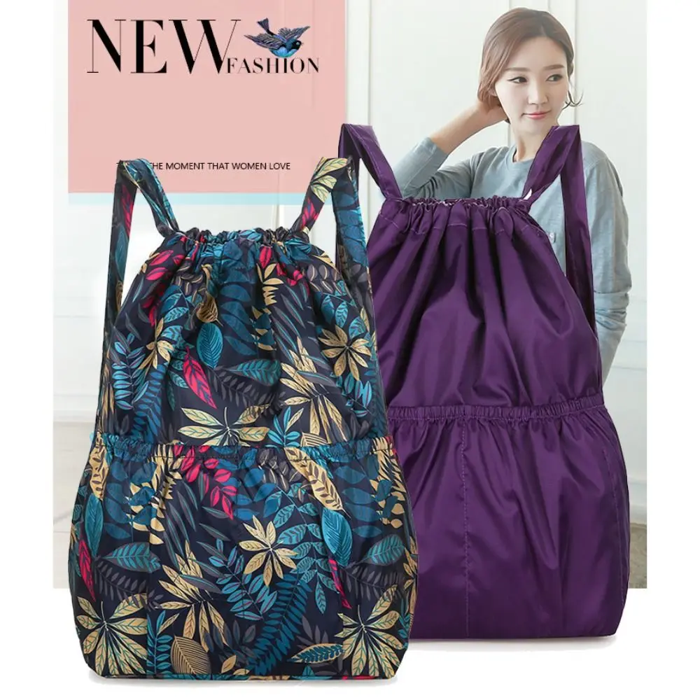 Large Capacity Flower Printing Backpack Elephant Beach Bag Drawstring Bag Shoulder Bag Solid Color Ethnic Style Handbag