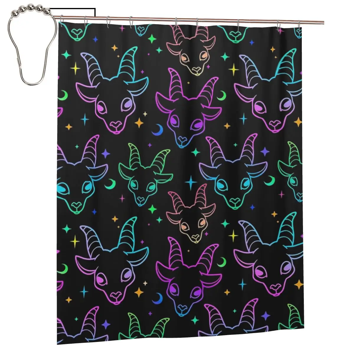 

Занавеска для душа Little Baphomet в стиле пастель-готика, кавайная, пастельная, в стиле крепи, из полиэстера, водонепроницаемая, с крючками