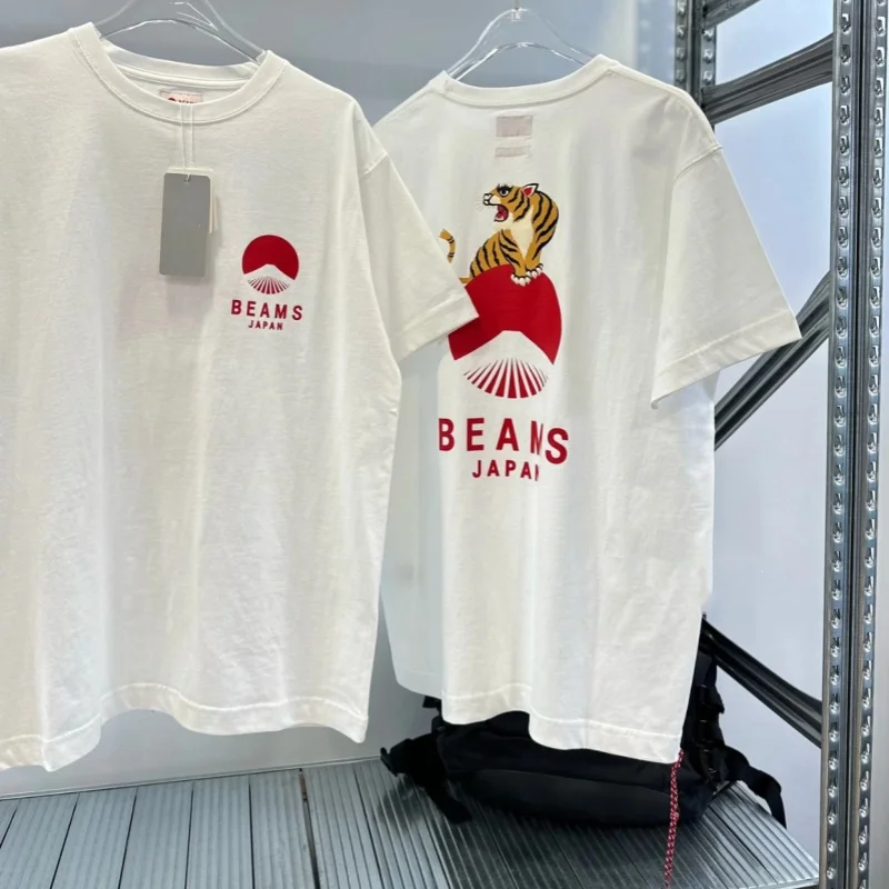 2026 Oversized Graphic Cotton T‑Shirt For Adults Kids Japanese Tiger Rising Sun Double Sided Print Streetwear Short Sleeve Tee