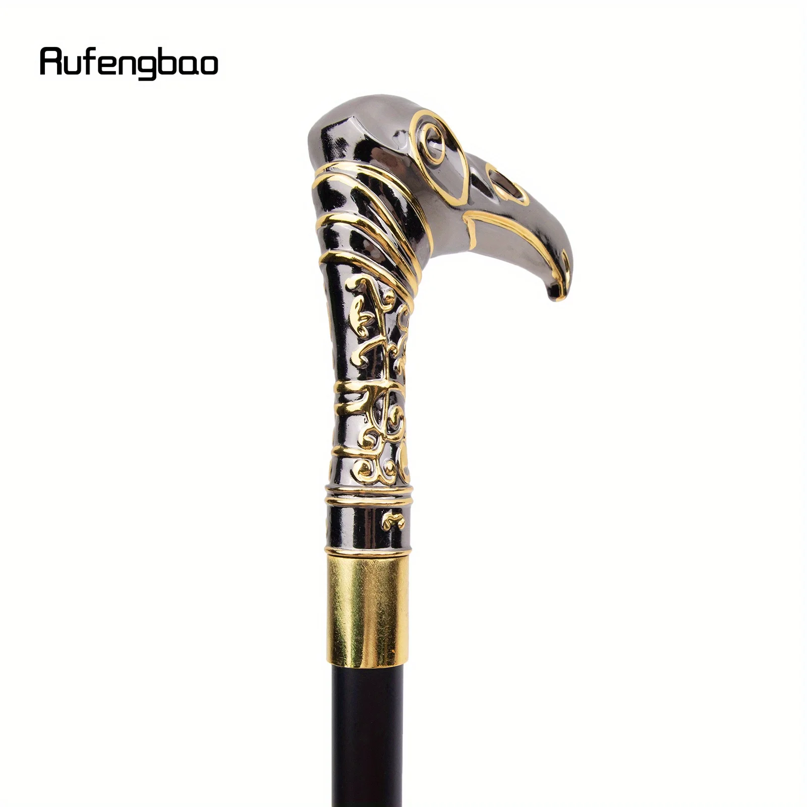 ไม้เท้าตกแต่งหรูหราหัวนกอินทรีสีดำทอง ไม้เท้าแฟชั่นสุดหรู ไม้เท้าคอสเพลย์ ไม้เท้าโลหะผสมสำหรับการแสดงบนเวที ความยาว 93 ซม.