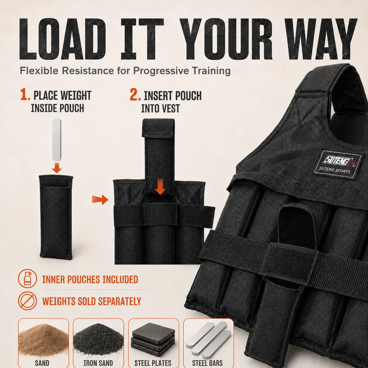 1680D Gewogen Vest 20KG 50KG M - Crossfit Weight Vest recensie en prijs