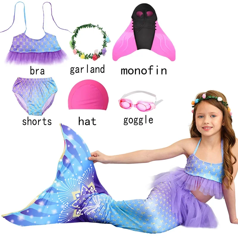 New summer mermaid swimwear holiday beach bikini cosplay little mermaid tail costume add fin Halloween wa2623