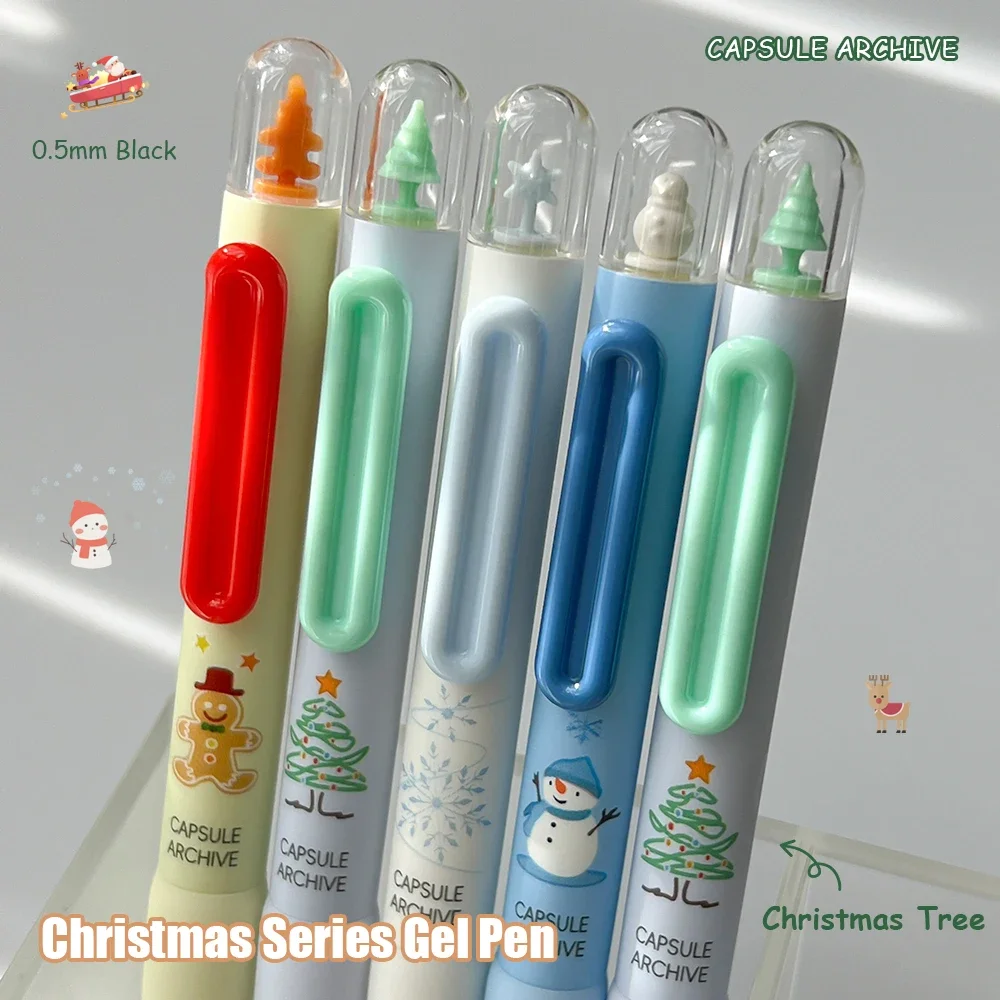 

Kawaii, 4 шт., горячая распродажа, зимние ограниченные рождественские гелевые ручки-рухомые вращающиеся снеговики/декоры деревьев, милые ручки 0,5 мм