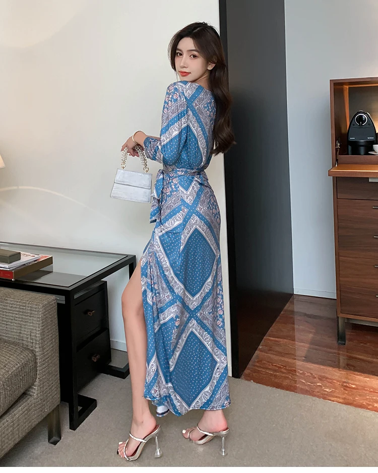 ZAROY 女性ラップロングドレス夏のセクシーな V ネックサイドスプリットパーティークラブドレスシックなストリートエレガントなイブニングスリムビーチ Vestidos