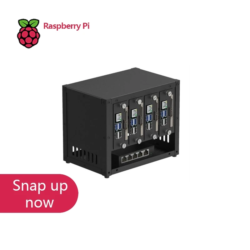 UCTRONICS Raspberry Pi Cluster Case, Multi Pi Server Enclosure, 4 SSD Mounts, PoE+ HAT and Dual Fan Support