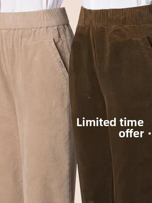 

Thiened вельветовые прямые брюки с высокой талией для женщин среднего возраста, весна-осень, большие размеры, утягивающие джинсы для мам, модные