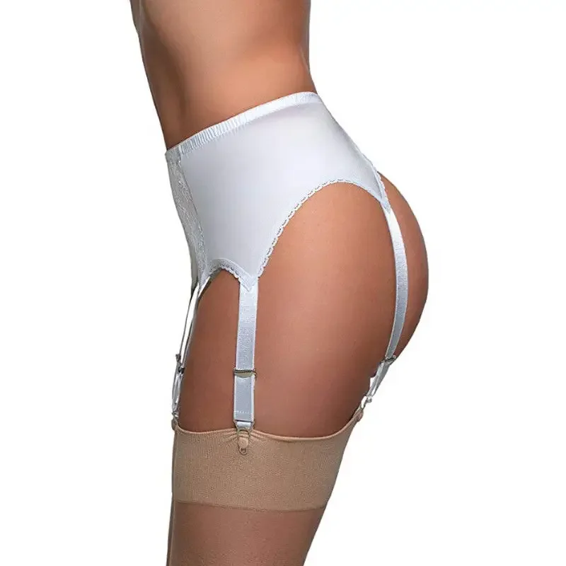 Combhasaki High Waist Garter Belt Mesh Suspender Belt 6 Straps Garter Belt for Thong Stocking S-XXL (NO stocking and Panties)