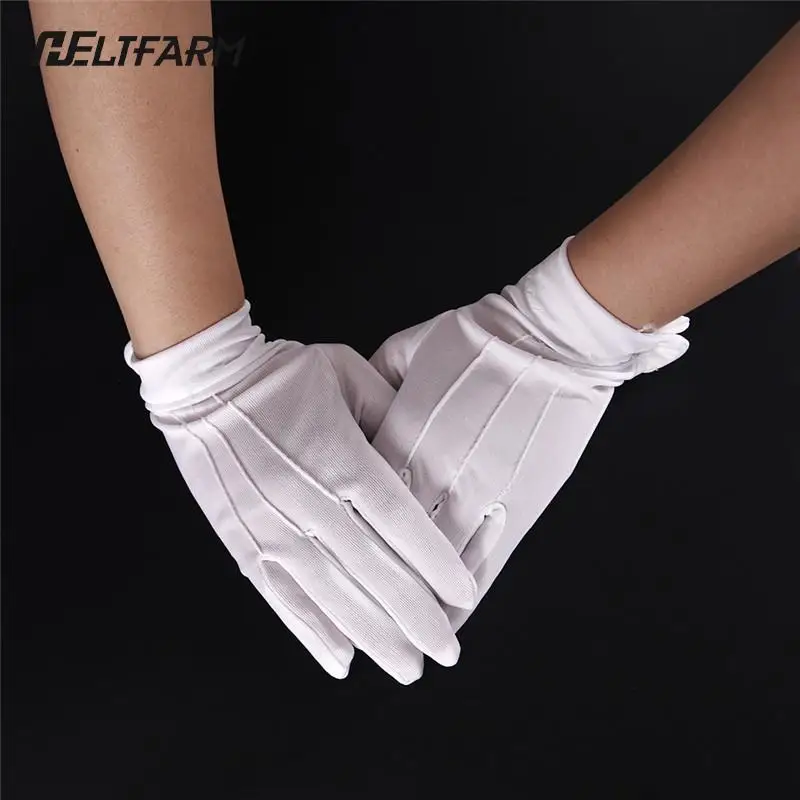 Gants blancs en coton, uniforme de travail formel, uniformes de traiteur, Parades de magicien, Inspection, gants de travail à cinq doigts pour