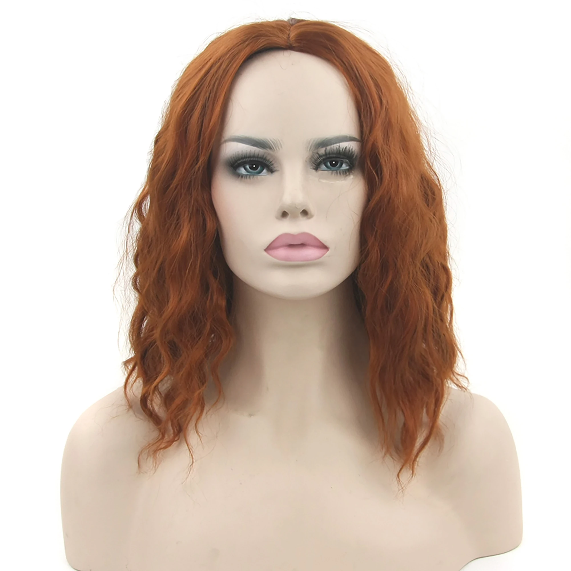 Soowee Synthetic Hair Orange Cosplay Wig Curly Short Women Hairpiece Party Hair Wigs Hair Accessories for Women