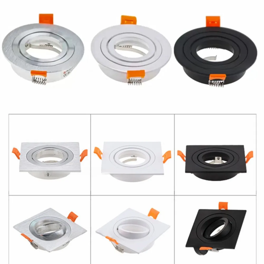 

JOYINLED Round GU10 MR16 Led Stand Black/White/Silver Led Spot Light Frame E27 Lamp Holder GU10 Downlight Accessories Adjustable