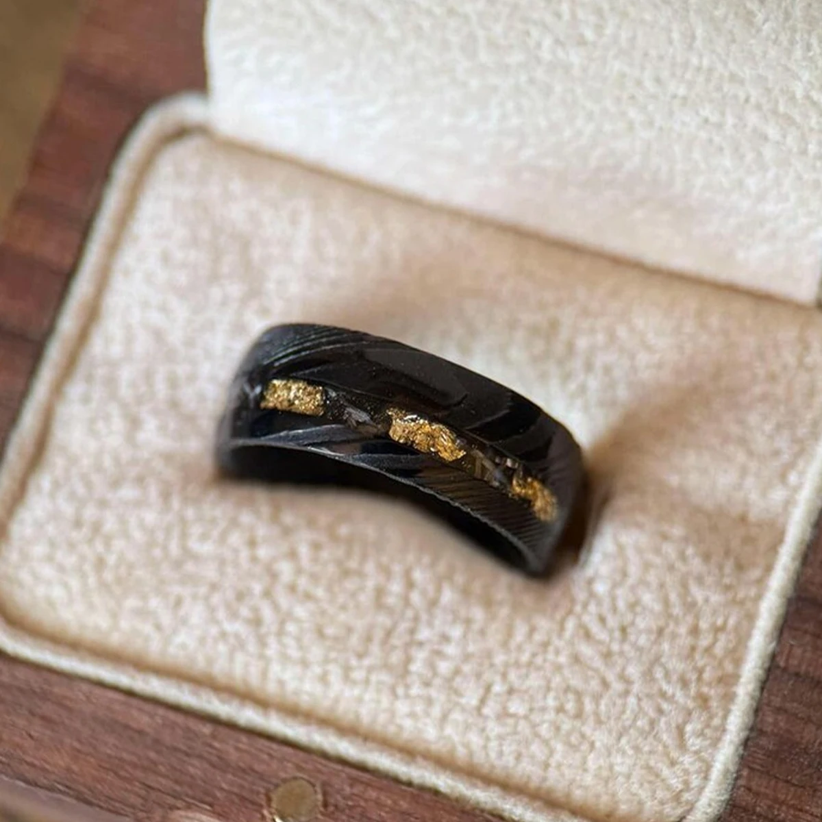 8MM Schwarzer Damaszener Ring für Herren Anillos Bague Homme Verlobungsring Mode-Schmuck Eheringe Paar-Verlobungsringe – Detail 9