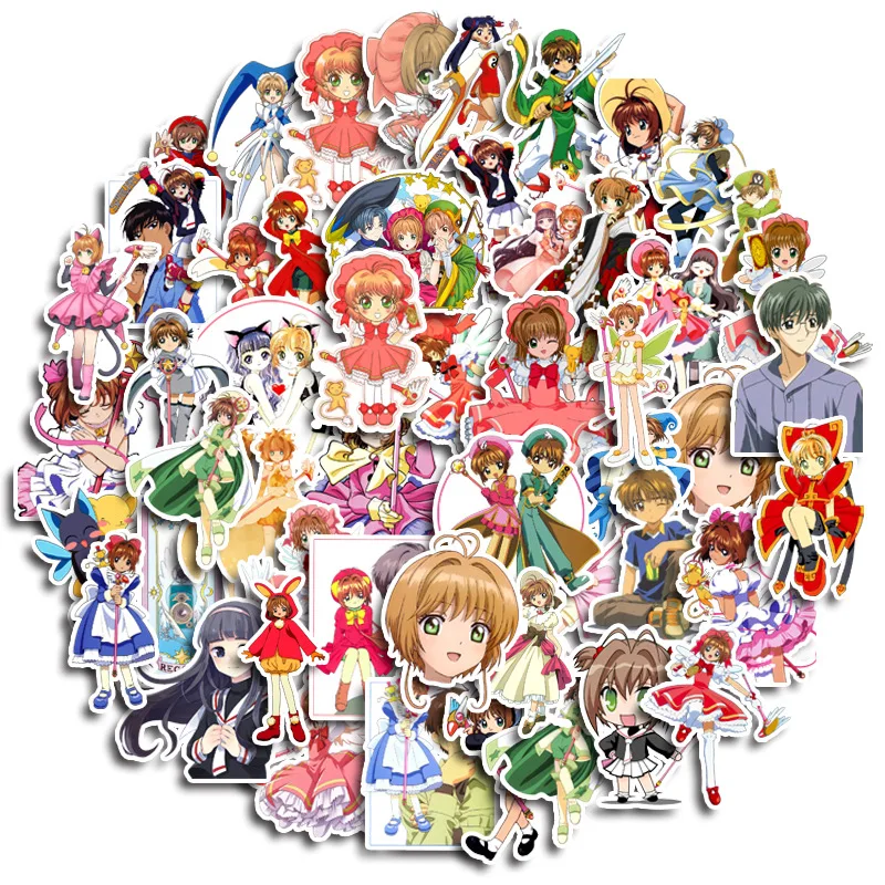 50pcs Cute Cardcaptor Sakura Cartoon Graffiti Stickers Suitcase Laptop Waterproof Sticker Decoration