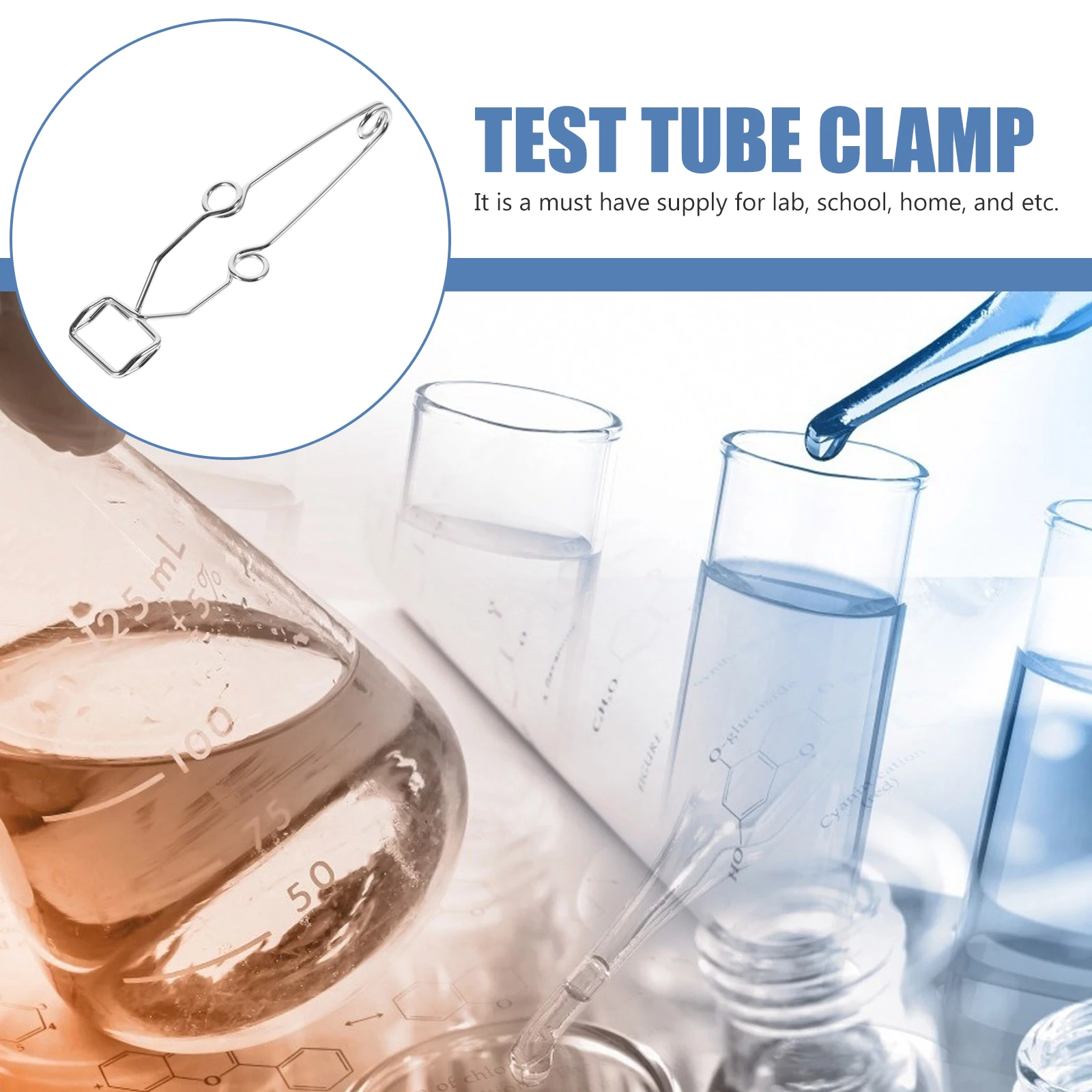 

2 pcs Spring Iron Test Tube Clamps High Temp Resistant Self-Closing Lab Supplies For Small Silver