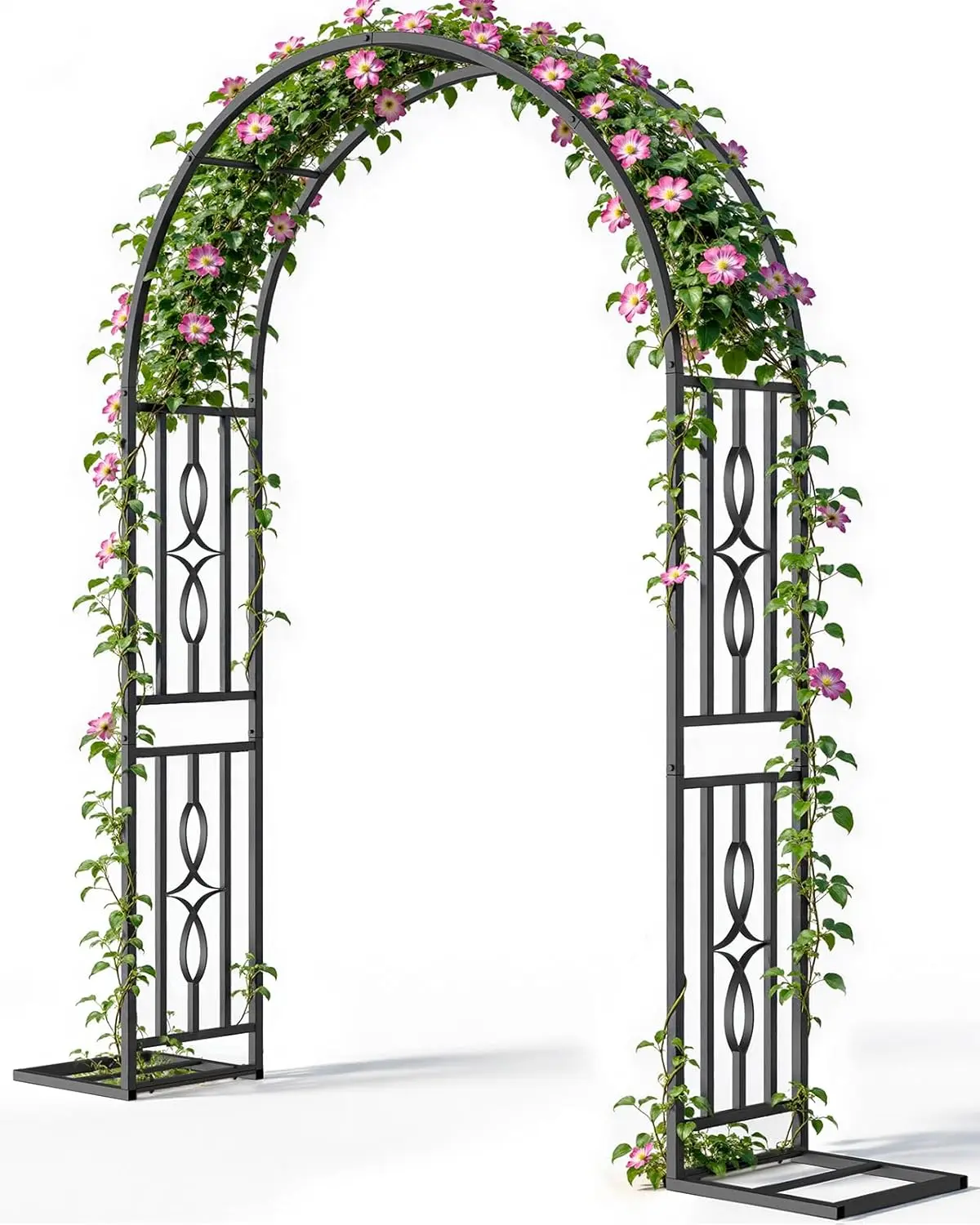 

Metal Garden Arch 55"W x 87"H Heavy Duty Trellis for Climbing Plants, Enlarged Base for Stability, Wedding Arch & Party Decor