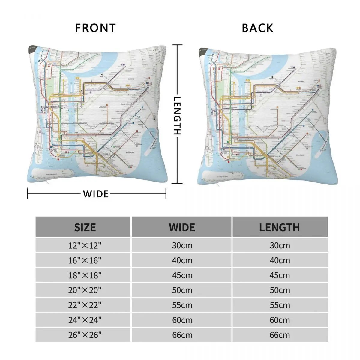 New York City Subway Map Square Pillowcase Polyester Linen Velvet Pattern Zip Decorative Throw Pillow Case Home Cushion Cover