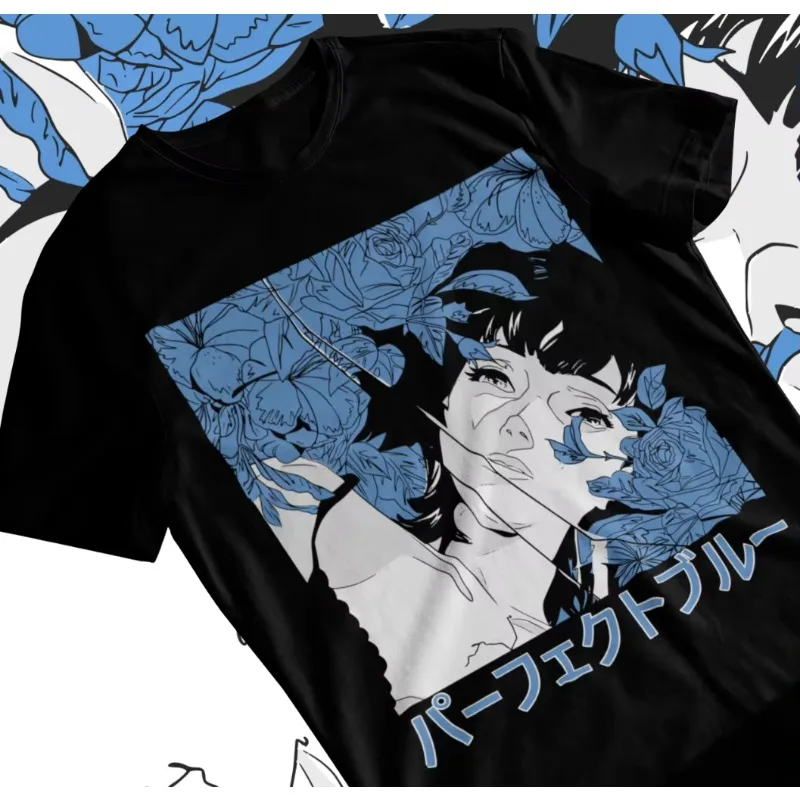 Tendencias verano 2025 Cosplay Neutral perfecto camiseta azul regalo Horror Anime Manga perfecto azul Mima Kirigoe camiseta suave