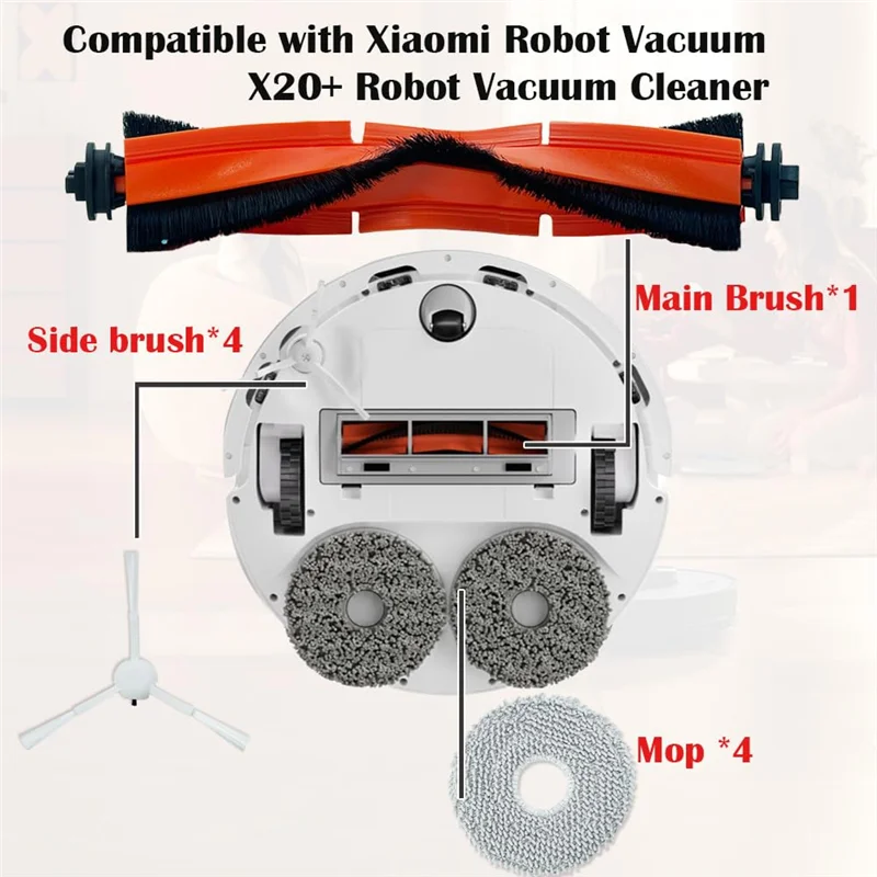 

ABRW-For Xiaomi Robot Vacuum X20+ / X20 Plus Vacuum Cleaner Replacement Main Side Brush Mop Cloth Filter Parts