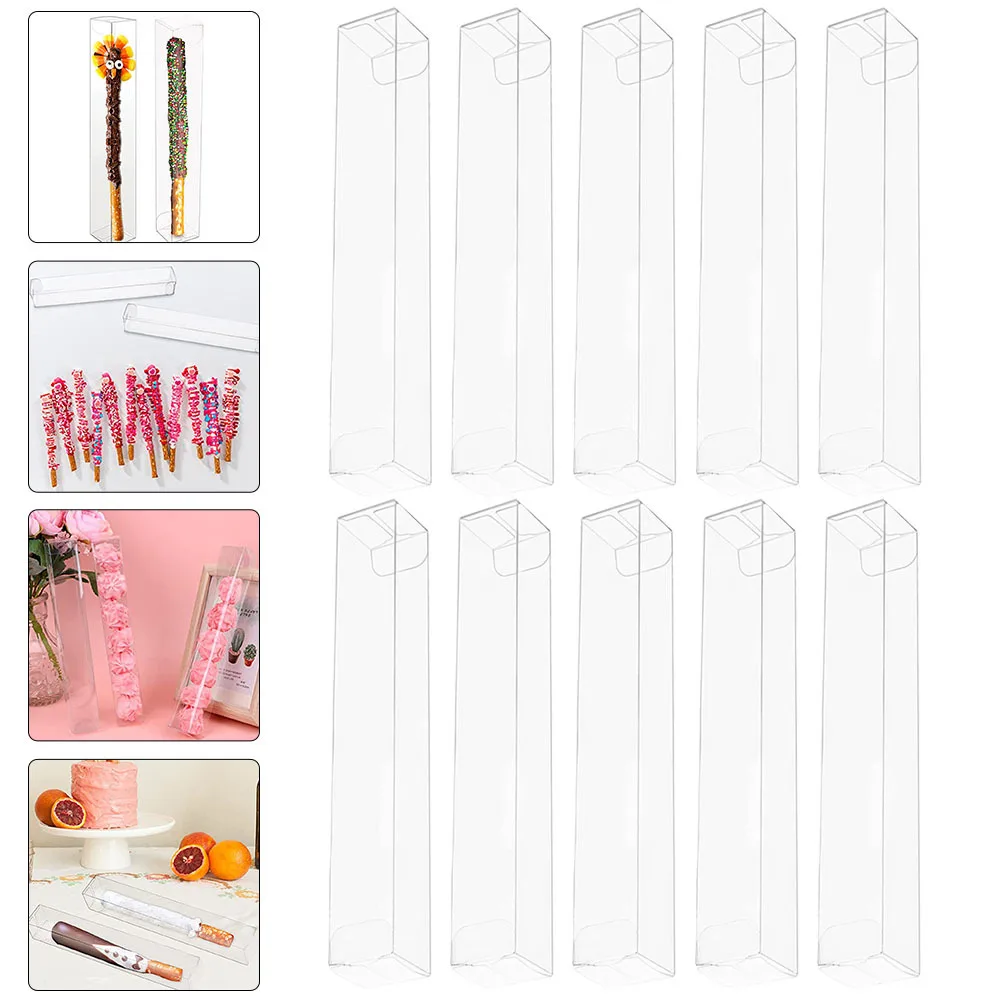 

10Pcs Boxes Clear PVC Transparent Treat Packaging Boxes for Party Wedding Favor Candy Storage Holder
