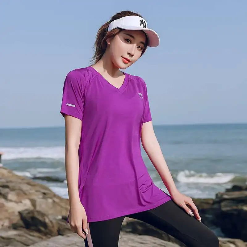 Quidry – t-shirt de Yoga pour femmes, vêtements de sport d'été, couleur Pure, autre matériau 00%, Collection printemps