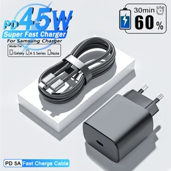 PD 45W USB C Fast Charger For Samsung Galaxy S25 S23 S22 S21 S24 Ultra A35 A55 5G Type C Charger Cable Fast Charging Accessories
